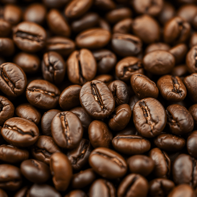 coffee beans close-up, roasted beans texture, macro photography